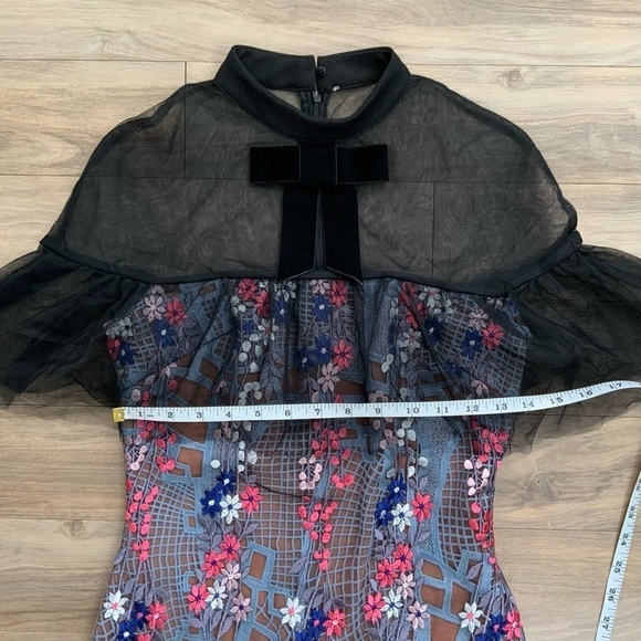 Self Portrait Multicolor Floral Vine Embroidered Mini Dress - Picture 9 of 12